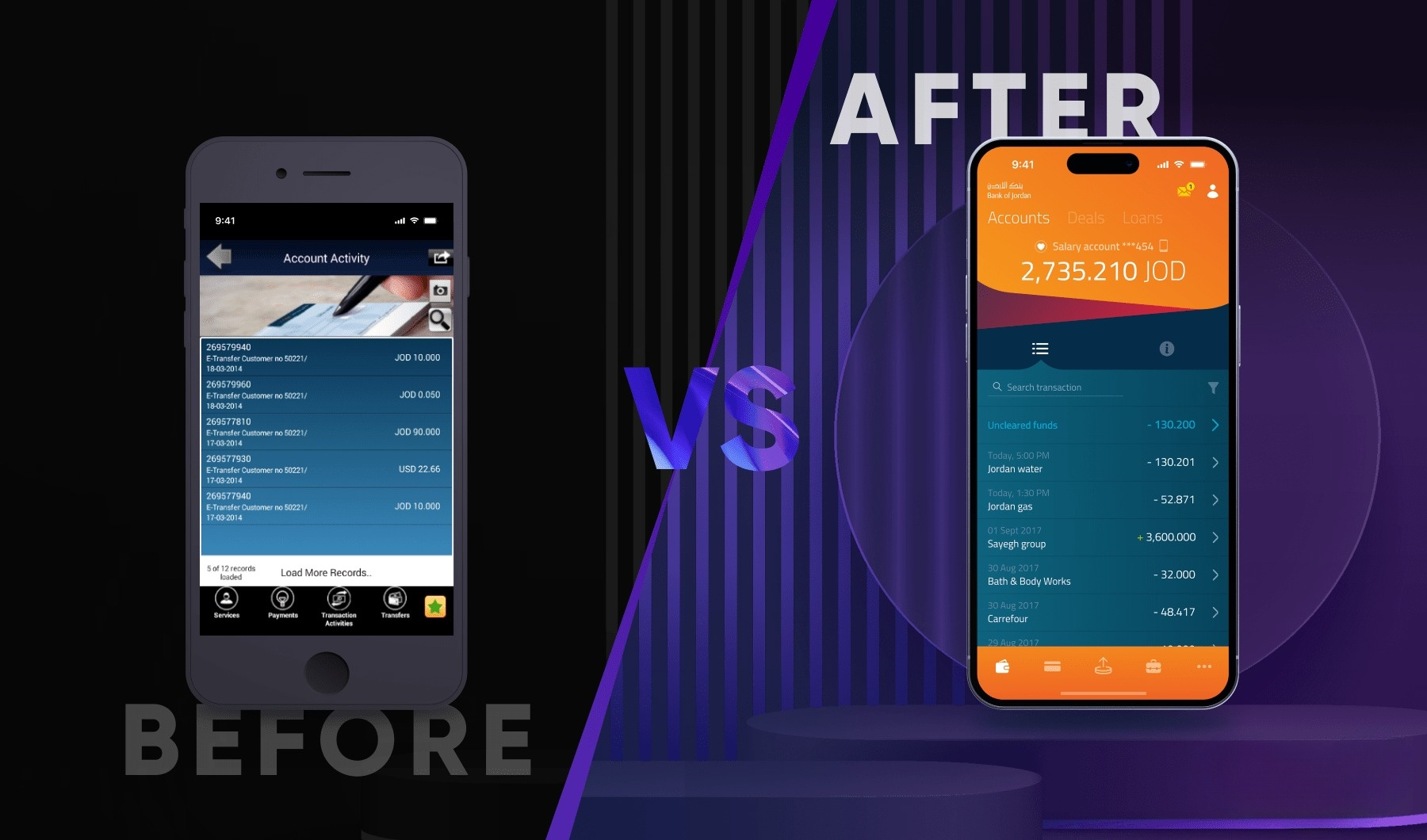 Bank of Jordan retail banking app UX design